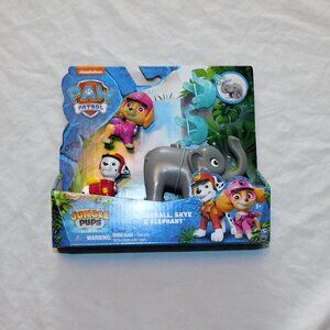 Paw Patrol Jungle Pups Marshall Skye Elephant 3 Figures Pink Red Sky NEW